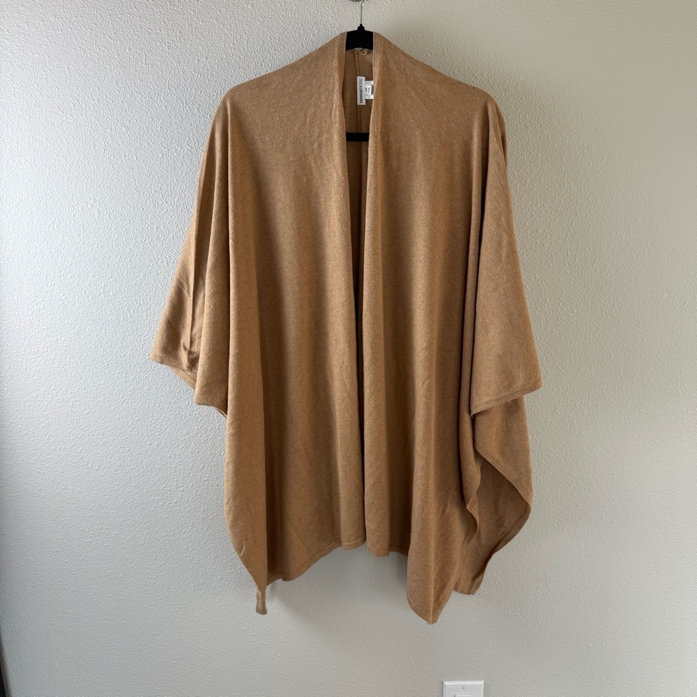Minnie Rose Cotton Cashmere Topper Knit Cardigan Sweater Brown Sugar One Size